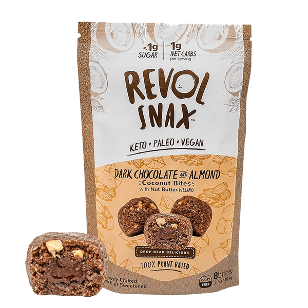 Revol Snax - Dark Chocolate and Almond Keto Coconut Bites Carbs Me Out!