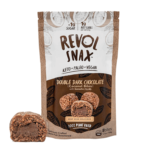 Revol Snax - Double Dark Chocolate Keto Cookie Bites Carbs Me Out!