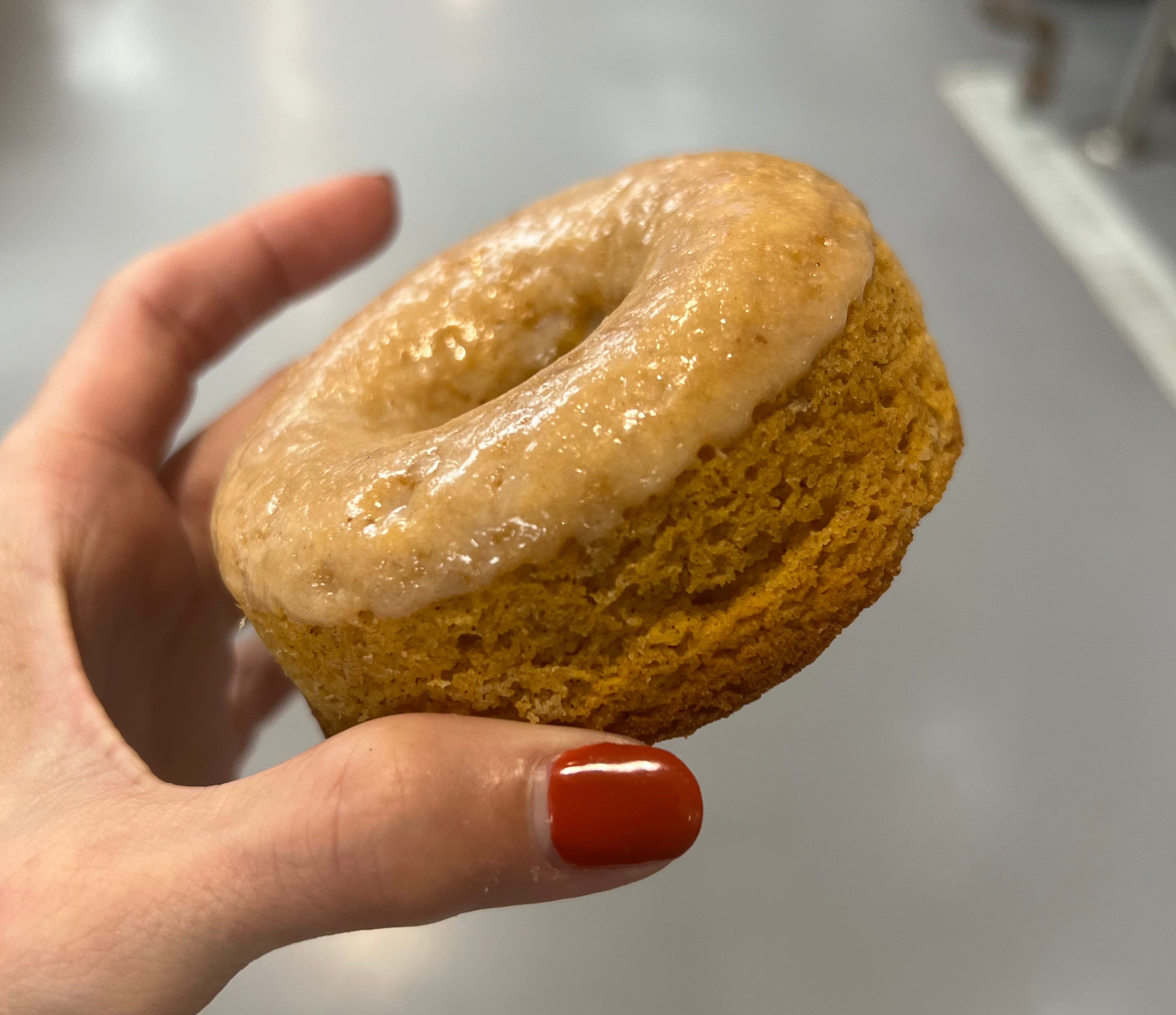 Pumpkin white chocolate glazed donut Carbs Me Out!